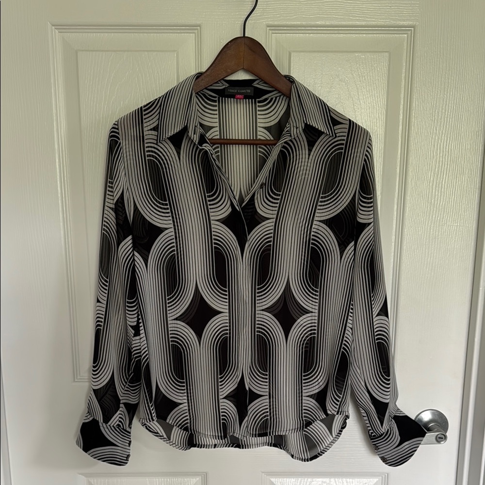 Vince Camuto Black & White Graphic Button Down Shirt